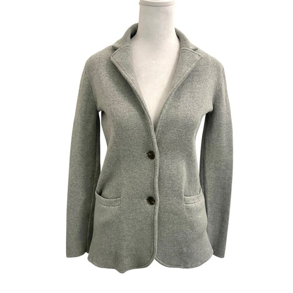 J Crew Sweater Blazer Button Front Classic Gray Preppy Academia size XXS